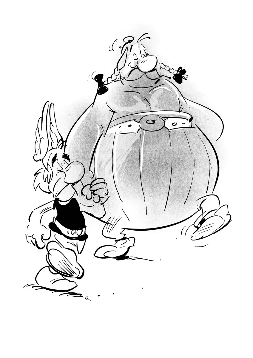 Two characters — sketch after Asterix and Obelix by Sana Hosseinpour
