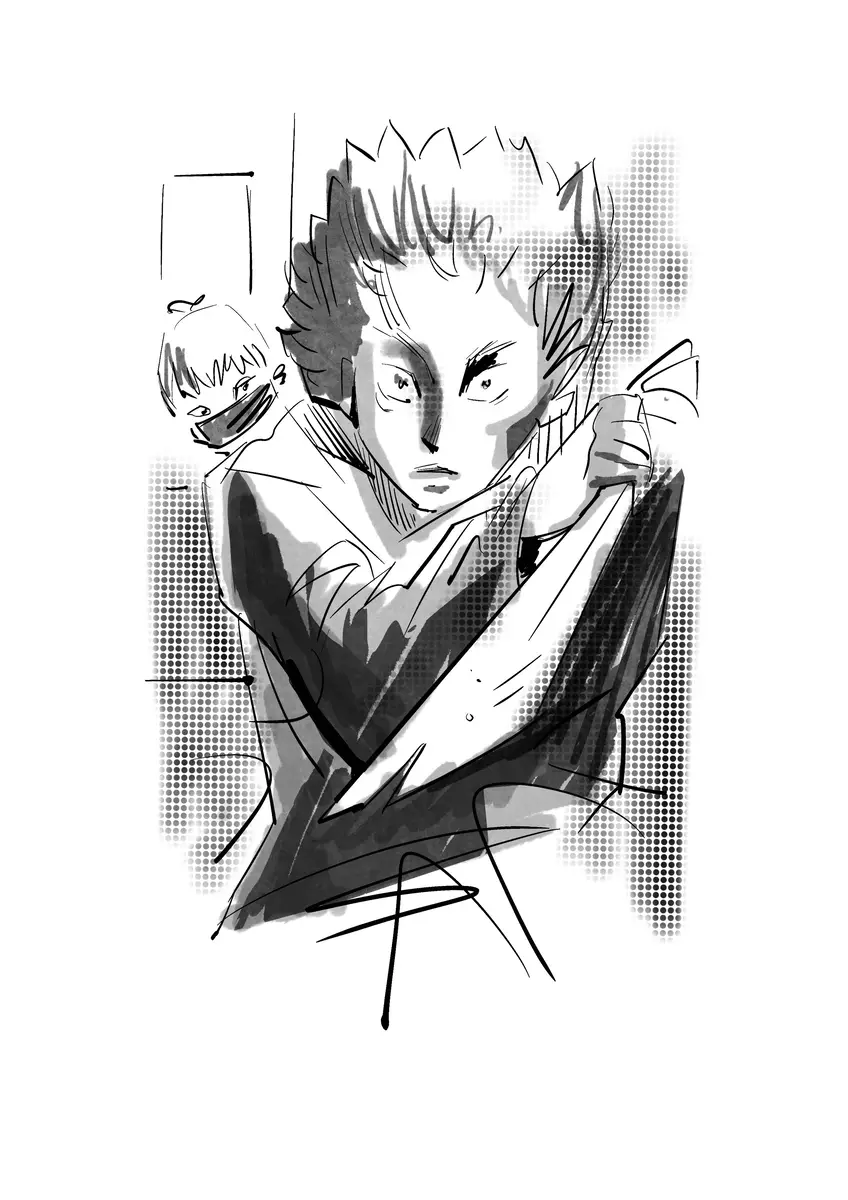 Dynamic portrait of two characters, manga style — drawing by Sana Hosseinpour