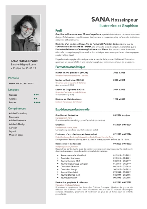 CV Sana Hosseinpour — first page